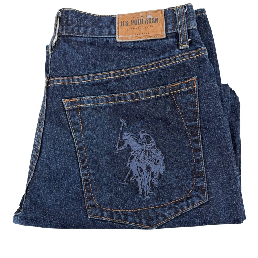 U.S. Polo Assn Jeans Mens 32x32 Blue Embroidered Logo Straight Denim Preppy